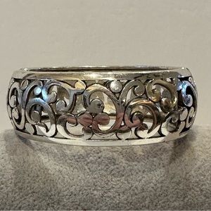 Brighton Hinged Bangle Bracelet, open swirl / scroll cut out design